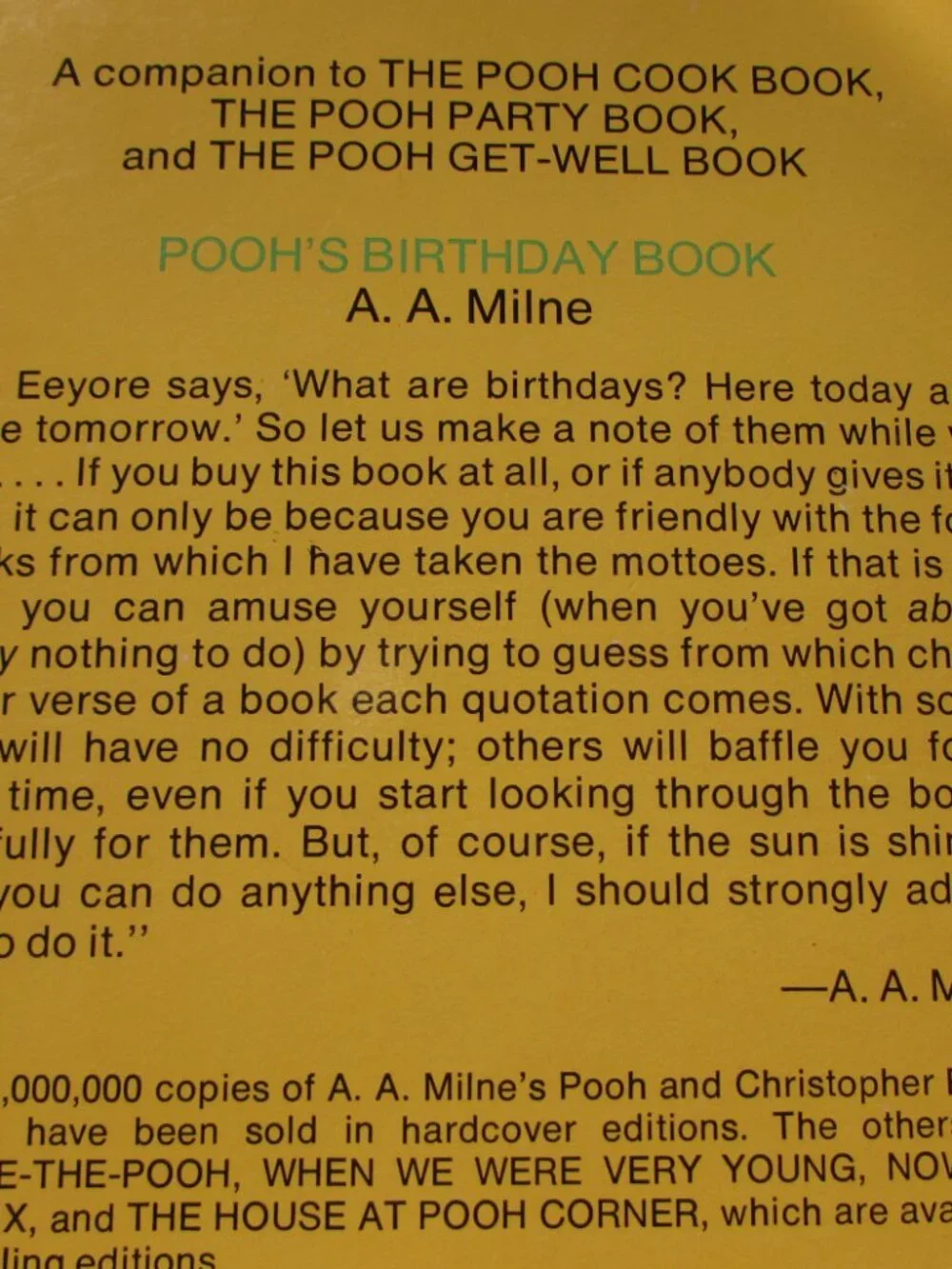 Pooh's Birthday Book By A A Milne Illustrated by Ernest H Shepard 1976 PB Winnie